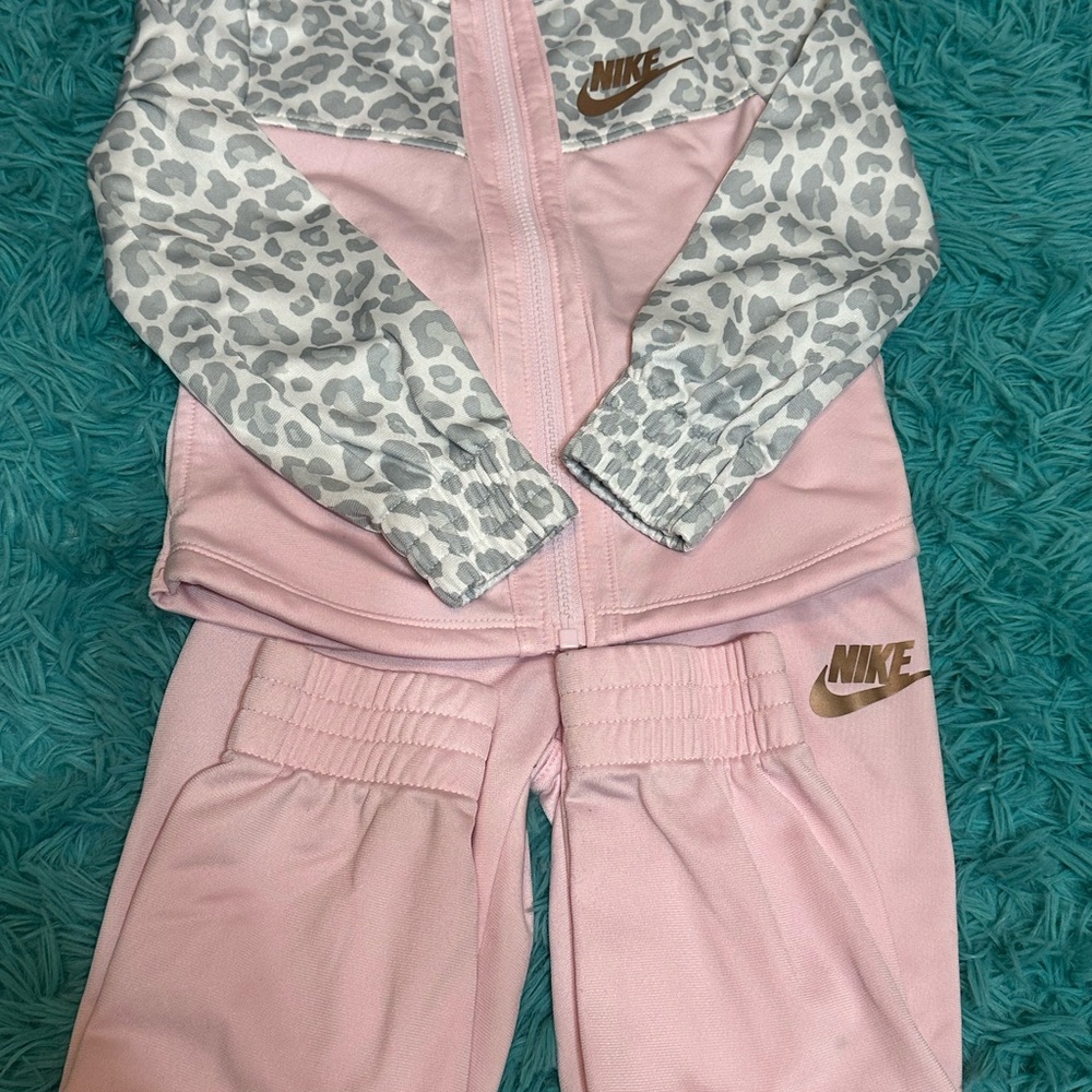 Nike Pink and White Leopard Print Tracksuit